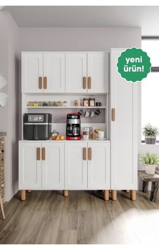 Flora Flr9155 Bohem Kahve Köşesi 9 Kapaklı Mdf Mebran Kapaklı Mutfak Dolabı Çok Amaçlı Dolap Beyaz Flora Flr9155 Bohem Kahve Köşesi 9 Kapaklı Mdf Mebran Kapaklı Mutfak Dolabı Çok Amaçlı Dolap Beyaz