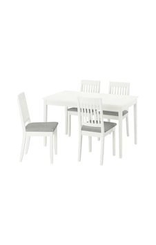 Yemek Masası Takımı, Beyaz-tibbleby Bej/gri, 4 Sandalyeli, Açılabilir Yemek Masası Takımı, Beyaz-tibbleby Bej/gri, 4 Sandalyeli, Açılabilir