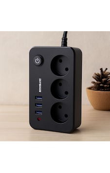 Anahtarlı Termal Korumalı 3'lü Priz + 3xusb 2.1a 2m Uzatma Kablosu Siyah 0.13 M Anahtarlı Termal Korumalı 3'lü Priz + 3xusb 2.1a 2m Uzatma Kablosu Siyah 0.13 M