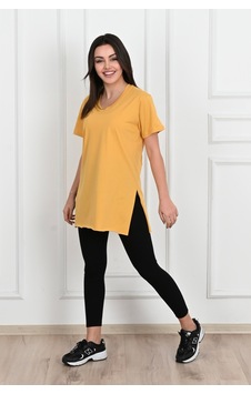 Kadın V Yaka Yırtmaçlı T-shirt 8783-22 001 Kadın V Yaka Yırtmaçlı T-shirt 8783-22 001