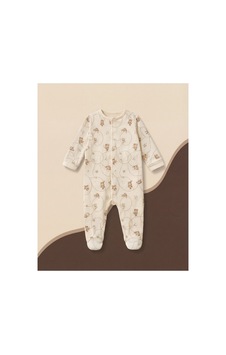Minory Baby - Patikli Bebek Tulumu Full Ayıcık Motifli Bej Bej Minory Baby - Patikli Bebek Tulumu Full Ayıcık Motifli Bej Bej