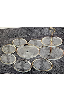 8 Parça Gold Yaldızlı Cam Servis Sunum Seti Takımı 8 Parça Gold Yaldızlı Cam Servis Sunum Seti Takımı