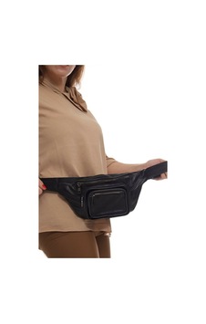 Erzeno Kadın Siyah Hakiki Deri Freebag Çapraz Bel Çantası Siyah - 134370456 Siyah