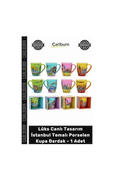 Bardak Şık Hediyelik Dekoratif Dayanıklı Lüks Canlı İstanbul Temalı Porselen Kupa Bardak - 1 Adet Bardak Şık Hediyelik Dekoratif Dayanıklı Lüks Canlı İstanbul Temalı Porselen Kupa Bardak - 1 Adet
