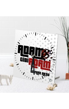 Kişiye Özel Adam Gibi Adam Masaüstü Kare Cam Saat Kişiye Özel Adam Gibi Adam Masaüstü Kare Cam Saat
