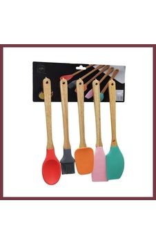 Storeşahin Bambu Saplı Silikon Kaşık Seti 5'li Shn0720