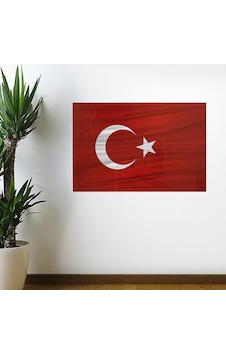 Dalgalanma Efektli Manyetik Duvar Stickerı Türk Bayrağı 71 X 47cm Çok Renkli