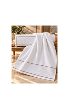 Jakarlı Büyük Boy Banyo Havlusu Premium Sıkı Dokuma %100 Organik Pamuk 90x150 Cm Ekru - 945284492 Ekru
