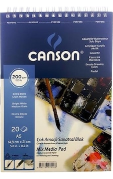 Canson A5 Üstten Spiralli Fıneface Çok Amaçlı Resim Blokları 200 Canson A5 Üstten Spiralli Fıneface Çok Amaçlı Resim Blokları 200