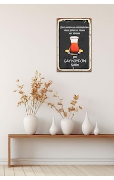 Gel Çay Koydum Içelim Retro Vintage Drtr0002 Ahşap Mdf Tablo 7/8 Yaş