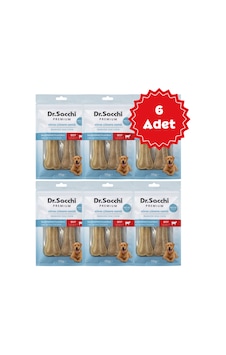 Dr.sacchi Premium Doğal Sığır Derisi Tahılsız Sığır Etli Köpek Kemiği 5 2'li 115gr 6 Adet