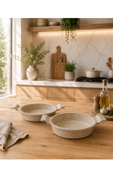 Nirvana 2'li Döküm Granit Sahan Seti 18 Cm Ve 20 Cm Cappuccino Yapışmaz Yüzey Kahverengi Nirvana 2'li Döküm Granit Sahan Seti 18 Cm Ve 20 Cm Cappuccino Yapışmaz Yüzey Kahverengi