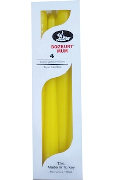 Bozkurt Konik Şamdan Mum Fener Mumu - Sarı - 24 Cm. - 4 Adetlik Paket Sarı Bozkurt Konik Şamdan Mum Fener Mumu - Sarı - 24 Cm. - 4 Adetlik Paket Sarı