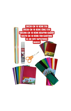 20x30 Cm 10 Renk Eva 20x30 Cm 10 Renk Simli Eva 50x200 Cm 10 Renk Krapon Kağıdı 50x70 Cm 10 Renk Fon Kartonu 55 Gr Sıvı Yapıştırıcı Makas 20x30 Cm 10 Renk Eva 20x30 Cm 10 Renk Simli Eva 50x200 Cm 10 Renk Krapon Kağıdı 50x70 Cm 10 Renk Fon Kartonu 55 Gr Sıvı Yapıştırıcı Makas