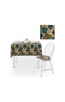 Modern Renkli Altın Mor Dijital Baskılı Süet Dokuma Masa Örtüsü 140x220