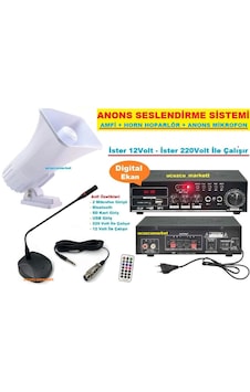 Anons Seslendirme Sistemi Amfi + Horn Hoparlör + Anons Mikrofon Anons Seslendirme Sistemi Amfi + Horn Hoparlör + Anons Mikrofon
