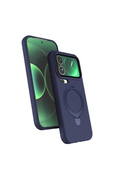 Xiaomi 17 Pro Max Uyumlu Magsafe Şarj Özellikli Standlı Halka Yüzüklü Samara Kılıf Kapak Lacivert
