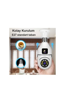 Ampul Tipi Wifi Güvenlik Kamerası Duy Girişli, Hareket Algılamalı, Gece Görüşlü Uzaktan İzleme - 805393063