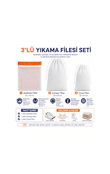 3 Lü Yıkama Filesi Seti 40x38 Cm Ayakkabı Filesi 40x60 Cm Çamaşır Filesi 35x45 Cm Çorap Filesi Diğer 3 Lü Yıkama Filesi Seti 40x38 Cm Ayakkabı Filesi 40x60 Cm Çamaşır Filesi 35x45 Cm Çorap Filesi Diğer