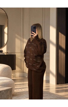 Elora Atelier Taş Detaylı Kahverengi Triko Takım Elora Atelier Taş Detaylı Kahverengi Triko Takım