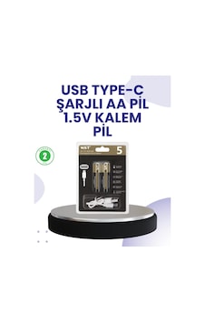 Type-c Usb Ile Hızlı Şarj Edilebilir Aa Kalem Pil 1.5v Lityum Çiftli Paket