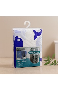 Çift Kanat Polyester Banyo Perdesi 2'li 180x110 Cm 12 Halkalı Renkli
