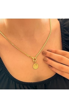 22 Ayar Çeyrek Reşatlı 14 Ayar Pullu Zincir Kolye
