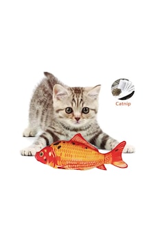 Tineke Balık Kedi Nanesi Otlu Çıngıraklı Peluş Kedi Oyuncağı
