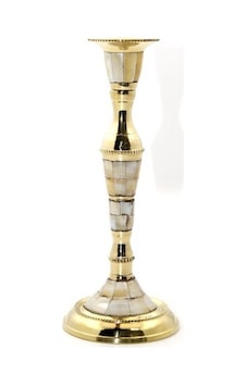 Tekli Pirinç Sedefli Şamdan Model 1 Renkli