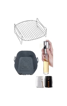 XXL Airfryer Aksesuar Seti Izgara Teli Silikon Pişirme Kabı Ve Sprey Yağdanlık