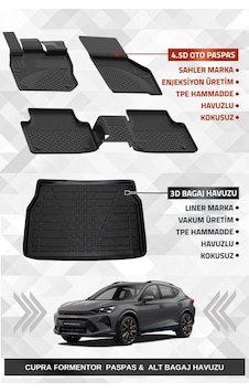 Sahler Cupra Formentor Mild Hybrid 2024+ Uyumlu 4.5d Premium Havuzlu Oto Paspas Ve Liner Marka 3d Al