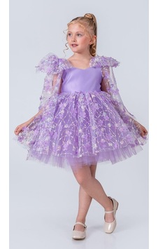 Mnk Baby & Kids Çiçek Brode Desen İmeros Kız Abiye M00736 Lila Mnk Baby & Kids Çiçek Brode Desen İmeros Kız Abiye M00736 Lila