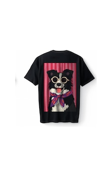 Bumeta Gözlüklü Siyah Köpek Baskılı Oversize Unisex Tişört T-shirt Bumeta Gözlüklü Siyah Köpek Baskılı Oversize Unisex Tişört T-shirt