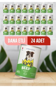 King Sos İçerisinde Et Parçacıklı Dana Etli Köpek Konservesi 400 Gr 24 Adet King Sos İçerisinde Et Parçacıklı Dana Etli Köpek Konservesi 400 Gr 24 Adet