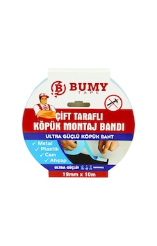 Bumy Çift Taraflı Köpük Montaj Bant Beyaz 19mm X 10mt Bumy Çift Taraflı Köpük Montaj Bant Beyaz 19mm X 10mt