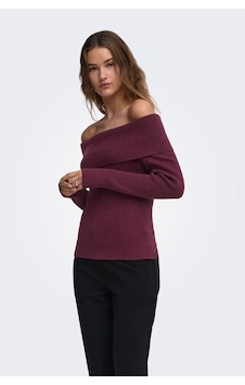 Only Onlkatia Regular Fit Madonna Yaka Kazak Kadın Kazak 15311830 Bordo