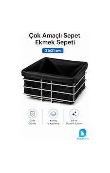Çok Amaçlı Metal Ekmek Sepeti Kumaş İç Kaplamalı Kare 21x21 Cm Siyah Çok Amaçlı Metal Ekmek Sepeti Kumaş İç Kaplamalı Kare 21x21 Cm Siyah