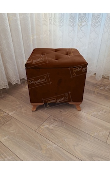 Lüks Sandıklı Tabure Puf 45 X 45 Cm Ceviz Ayak Kahve Lüks Sandıklı Tabure Puf 45 X 45 Cm Ceviz Ayak Kahve