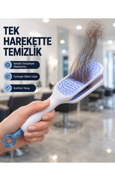Lexroo Kendi Kendini Temizleyen Saç Tarağı Anti-statik, Silikon Lexroo Kendi Kendini Temizleyen Saç Tarağı Anti-statik, Silikon