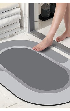 Banyo Paspası Süper Su Emici Kaymaz Taban Paspas 57 X 38 Cm Gri