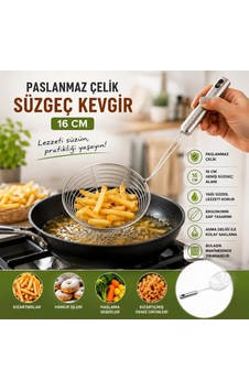 Metal Kevgir - Paslanmaz Çelik - 16 Cm Açık