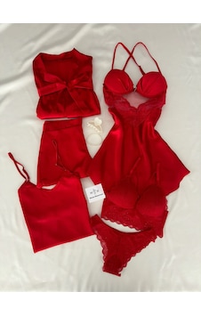 Mh Moony Homewears Kutulu Omugole Kırmızı Saten Destekli Gecelik Sabahlık Pijama Çeyiz Seti Kırmızı Mh Moony Homewears Kutulu Omugole Kırmızı Saten Destekli Gecelik Sabahlık Pijama Çeyiz Seti Kırmızı