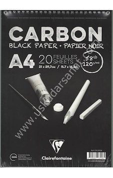 Clairefontaine Carbon Çizim Blok A4 120 Gr. 20 Yaprak Üstten Spiralli Siyah