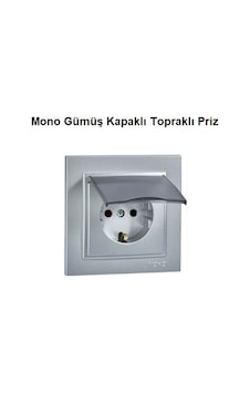 Mono Gümüş Kapaklı Topraklı Priz Mono Gümüş Kapaklı Topraklı Priz