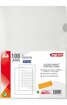 Bigpoint L Dosya Standart 90 Mikron 100'lü Paket Bigpoint L Dosya Standart 90 Mikron 100'lü Paket