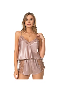 Mariposa Secret Vizon Saten Babydoll Şort Takımı Vizon Mariposa Secret Vizon Saten Babydoll Şort Takımı Vizon