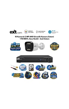 10 Kameralı 2 Mp Ahd Güvenlik Kamera Sistemi 1tb Hdd'li, Gece Renkli - Sesli Sistem 10 Kameralı 2 Mp Ahd Güvenlik Kamera Sistemi 1tb Hdd'li, Gece Renkli - Sesli Sistem