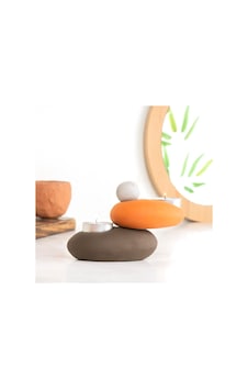 Mitr Özel Tasarım El Yapımı Kahverengi 2'li Tealight Mumluk Renkli