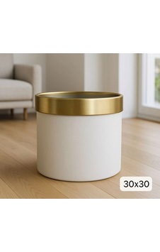 Rüzgar Yapay Çiçekçilik 30 X 30 Krem Renk Gold Kapaklı Metal Saksı Krem Rüzgar Yapay Çiçekçilik 30 X 30 Krem Renk Gold Kapaklı Metal Saksı Krem