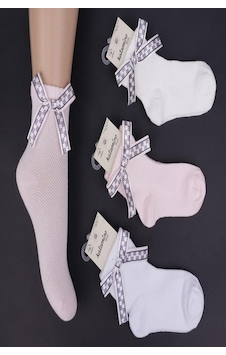 Kıpırık Baby 1'li Kız Çocuk Kurdele Detaylı Beyaz Soket Çorap-1317 Beyaz Kıpırık Baby 1'li Kız Çocuk Kurdele Detaylı Beyaz Soket Çorap-1317 Beyaz
